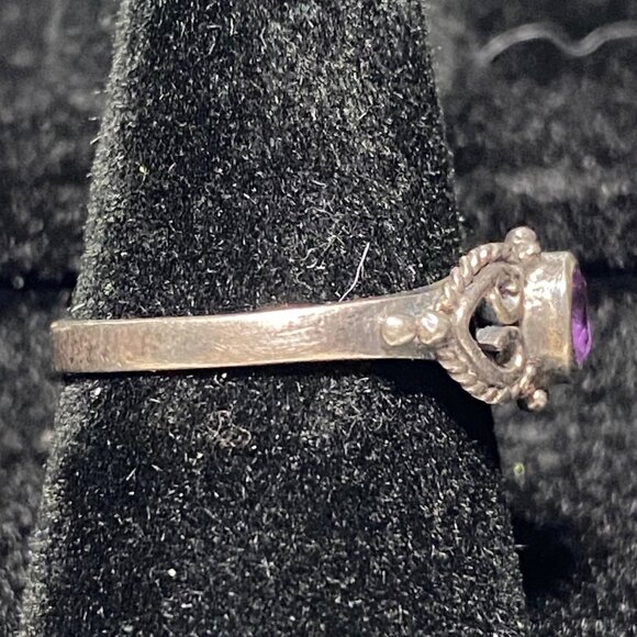 Ring Amethyst Faceted Size 5.5 Vintage Jewelry Sterling Silver Stamped 925 - Picture 5 of 12